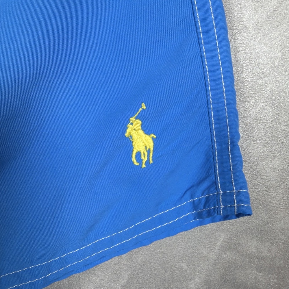Polo Ralph Lauren Swim Trunks Men's Large Blue Yellow Pony Lined Board Shorts - Picture 2 of 15